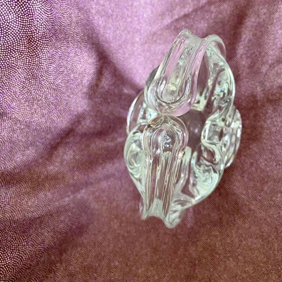 Murano Hand Blown Crystal Clear Glass Basket -  Collectible Glass - Picture 4 of 10